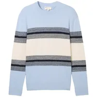 Tom Tailor DENIM Herren Strickpullover mit Blockstreifen, blau, Gestreift,