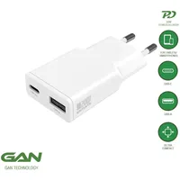 4smarts Netzladegerät PDPlug Duos Slim 20W GaN USB-C/A weiß