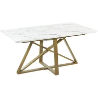 Beliani Esstisch Maximus Weißer Marmor 160/200 cm