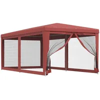 VidaXL Partyzelt mit 6 Mesh-Seitenwänden Rot 3x6 m HDPE