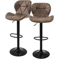 ML-Design Barhocker 2er Set Kunstleder, Braun, Barstuhl mit Rückenlehne