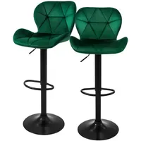 ML-Design Barhocker 2er Set aus Samt, Grün, Gepolsterter Barstuhl