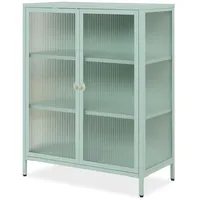 Furn.design Vitrine Metall mintgrün 80/102 cm 2-türig 3 Fächer,