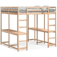 VidaXL Hochbett mit Schreibtisch & Leiter 140x200 cm Massivholz