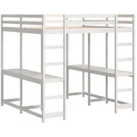 VidaXL Hochbett mit Schreibtisch & Leiter Weiß 140x200 cm