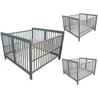 Micoland Zwillingsbett Zwillingskinderbett Kinderbett für Zwillinge massiv grau 120x120