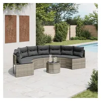 VidaXL Gartensofa mit Tisch und Kissen Halbrund Grau Poly