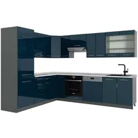 Vicco Eckküche Fame-Line Anthrazit Dunkelblau Hochglanz 287x227 cm mit