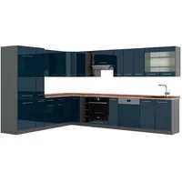 Vicco Winkelküche Fame-Line L-Form 257 x 60 cm Dunkelblau