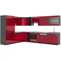 Vicco Eckküche, Bordeaux, Anthrazit, L-Form,Rechteckig, 347x81.6x60 cm, Küchen, Eckküchen,