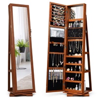 Costway Schmuckschrank, mit Ganzkörperspiegel und eingebauter Make-up-Spiegel, 360° drehbar,