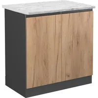 Vicco Spülenunterschrank R-Line Küchenunterschrank für die Spüle Goldkraft Eiche/Anthrazit