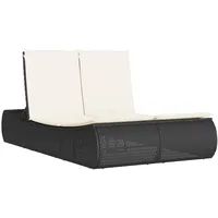VidaXL Doppel-Sonnenliege mit Kissen Schwarz Poly Rattan