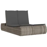 VidaXL Doppel-Sonnenliege mit Kissen Grau Poly Rattan