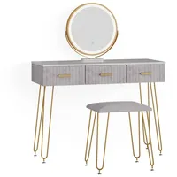 Vicco Schminktisch Layla Grau, 100 cm mit LED Beleuchtung