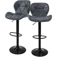 ML-Design Barhocker 2er Set aus Kunstleder, Anthrazit, mit Rückenlehne
