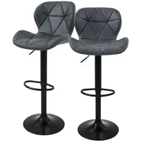 ML-Design Barhocker 2er Set, aus Kunstleder, Anthrazit, mit Rückenlehne