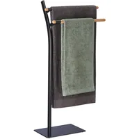 Relaxdays Handtuchhalter, freistehend, Handtuchständer mit 2 Stangen, HBT: 88