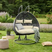Home Deluxe Polyrattan Hängesessel TWIN DELUXE - mit Regenabdeckung
