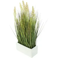 Dekoleidenschaft Kunstpflanze Gras 46 cm hoch, Ziergras im Porzellan-Topf,
