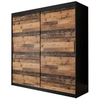 Abiks möbel MÖBEL Kryspol Schwebetürenschrank, Schwarz, Kunststoff, Nachbildung, 8