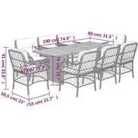 VidaXL 9-tlg. Garten-Essgruppe mit Kissen Schwarz Poly Rattan