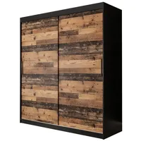 Abiks möbel MÖBEL Kryspol Schwebetürenschrank, Schwarz, Kunststoff, Nachbildung, 8