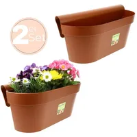 GarPet 2x Geländerkasten Balkon mit Wasserspeicher Blumentopf Zaun Blumenkasten