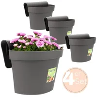 GarPet 4x Geländertopf Balkon mit Wasserspeicher Blumentopf Zaun Blumenkasten