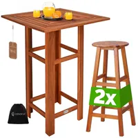 CASARIA Casaria® Bartisch mit Hocker Set Outdoor Indoor Holz