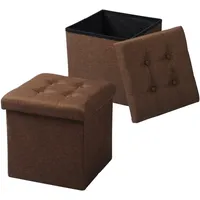 Woltu 2er-Set Sitzhocker Fußhocker Faltbar mit Stauraum braun -