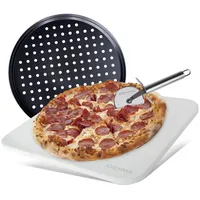 Edelmann Pizzastein Backofen & Gasgrill (3er Set) - Pizzablech