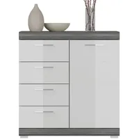 Inn.furn Kommode weiß Hochglanz grau 80 cm - Sideboards,
