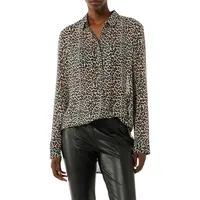 Comma, comma Longbluse aus Chiffon mit Leo-Print beige 36