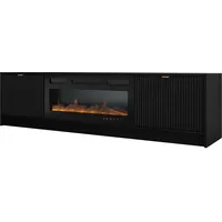 Mirjan24 Tireno TV-Lowboard 182x48x40 cm Schwarz/Gold Glas/Holzwerkstoff