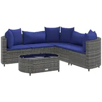 VidaXL 6-tlg. Garten-Sofagarnitur mit Kissen Grau Poly Rattan
