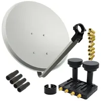 PremiumX Satelliten-Komplettanlage 80cm Satellitenschüssel Quad Monoblock LNB Astra Hotbird