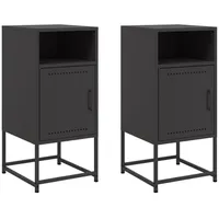 VidaXL Nachttische 2 Stk. Schwarz 36x39x78 cm Stahl