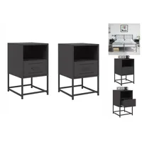 VidaXL Nachttische 2 Stk. Schwarz 36x39x60,5 cm Stahl