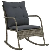 VidaXL Garten-Schaukelstuhl mit Kissen Grau Poly Rattan