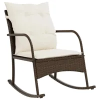 VidaXL Garten-Schaukelstuhl mit Kissen Braun Poly Rattan