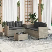 VidaXL Gartensofa in L-Form mit Tisch und Kissen Hellgrau