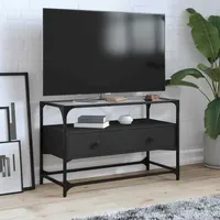 VidaXL TV-Schrank mit Glasplatte Schwarz 80x35x51 cm Holzwerkstoff