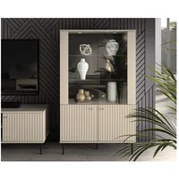 Lomadox - Vitrinenschrank SALOU-131 in kaschmir matt, B/H/T ca.