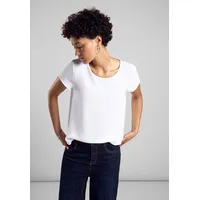 STREET ONE Damen A321755 Materialmix-T-Shirt, Weiß, 36 - 36