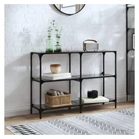 VidaXL Konsolentisch mit Glasplatte Schwarz 118,5x30x81 cm Stahl