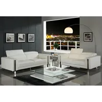 Vente-unique Couchgarnitur 3+2 - Kunstleder - Weiß - MAROUA