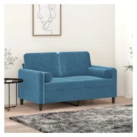 VidaXL Zierkissen 2 Stk. Blau Ø15x50 cm Samt