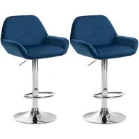 CLP 2er Set Barhocker Braga Samtbezug mit Metallgestell I