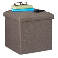Relaxdays Sitzhocker mit Stauraum, faltbar, weich gepolstert, eckig, Stoff,